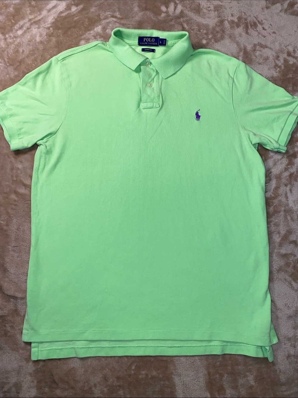 Polo by Ralph Lauren Lime Green Men’s Polo with Purple Pony